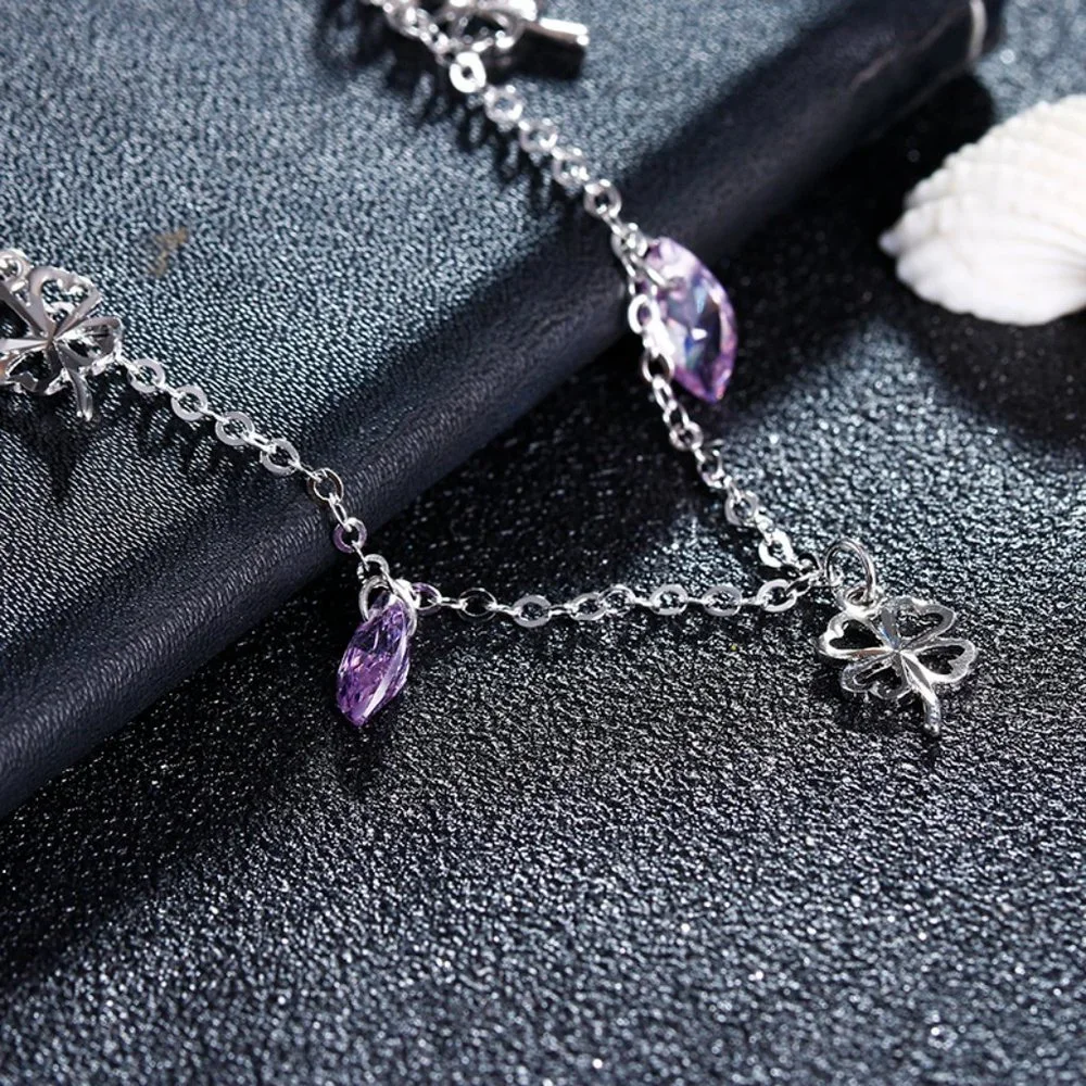 Amethyst Sterling Silver Bracelet/Anklet - Picture 2 of 10